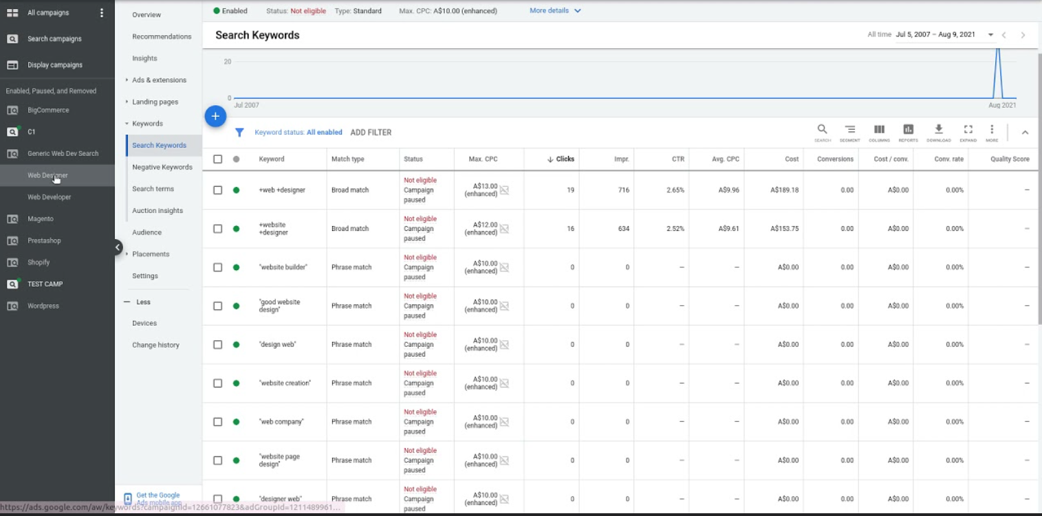 SKAG city-service keyword matrix for Google Ads automation