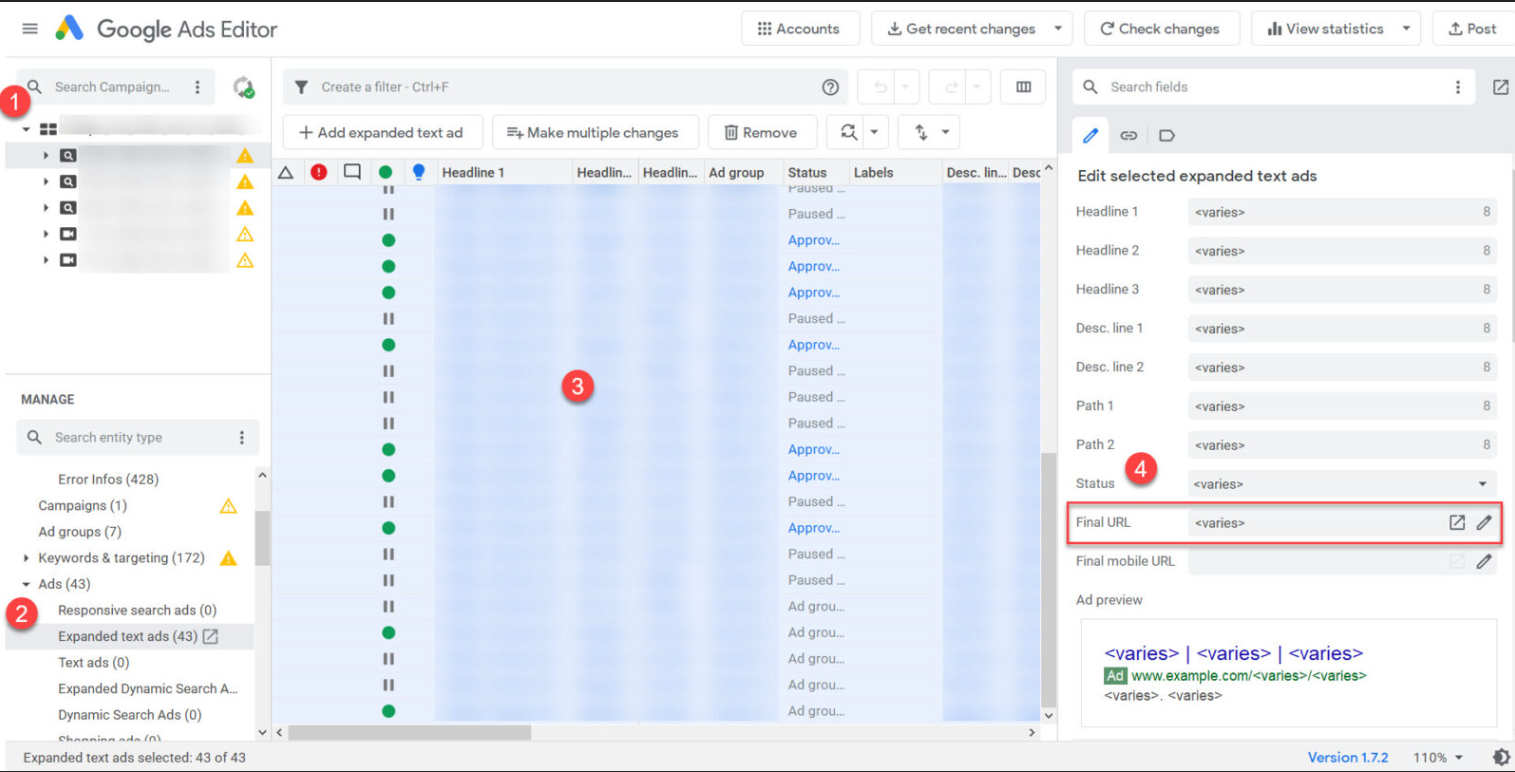 google ads editor troubleshooting change not applicable error dialog